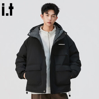 Chocoolate it trendy brand high-end warm men's down jacket winter thickened cold-proof hooded design casual versatile jacket black m recommended 100-120 pounds