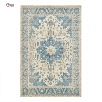 Xinjinngle xinjiang ethnic style carpet retro southeast asian thick cashmere living room sofa coffee table cushion persian ice blue 180cm*240cm (encrypted and thickened)