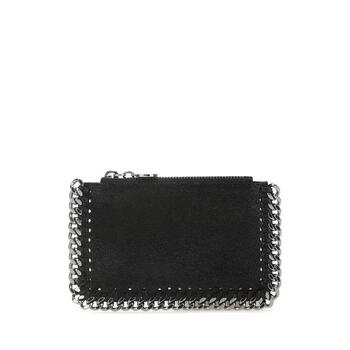 Stella mccartney women's card holder, portable and portable, non-slip design, durable structure, black polyester material, black tu