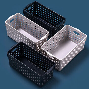 Fantasy desktop storage basket rectangular storage basket kitchen sundries storage box storage frame thickened tall large size transparent weight about 210g