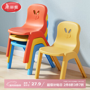 Meiya children's chair backrest learning dining chair plastic small stool household thickened bath and bathroom stool