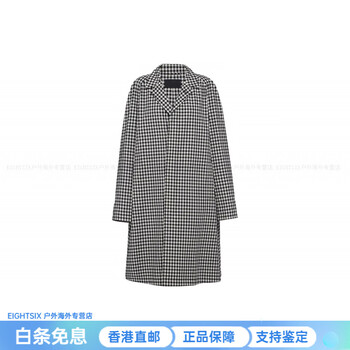 Prada plaid mid-length coat jacket men's black black one size 48