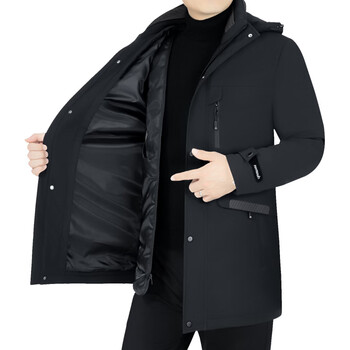 Lilang shopping mall's same style men's down jacket winter new men's hooded goose down warm thickened mid-length coat dad wear black l 175 120-135 catties
