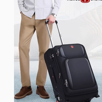 Mdug swiss army knife one-way wheel trolley case men's business suitcase large wheel oxford cloth password box directional wheel suitcase black 20 inches