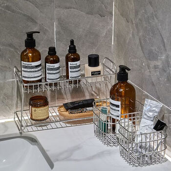 Fantasy stainless steel washstand rack bathroom mirror front countertop bathroom toothbrush cup cosmetics high-end wash rack stainless steel spiral rack