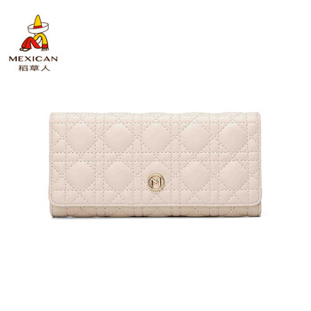 Scarecrow women's wallet long style 2026 new large capacity 8 card slots clutch flip clutch bag diamond coin clip versatile off-white 19*2.5*9.5cm 8 card slots