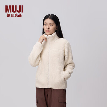 Muji women's long wool fleece jacket women's jacket winter women's warm bbj26c4a ivory s (155/80a)