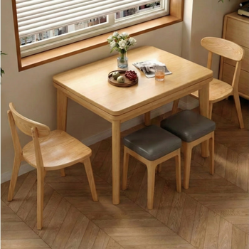 Langcheng folding dining table home small household retractable 4-6 people dining table and chair full set rental house 2025 new special price can be large or small | log color | expand 120*80