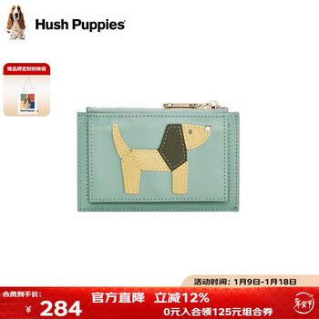 Hush puppies women's wallet cartoon cowhide id bag card bag multi-functional storage bag new year's gift for girlfriend and wife