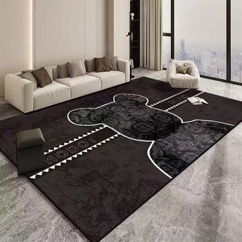Yonghuan trendy brand living room carpet, bedroom, stain-resistant bedside blanket, light luxury, high-end sofa coffee table mat, study floor mat, 140x200 cm, high quality carpet, nq black presbyopia