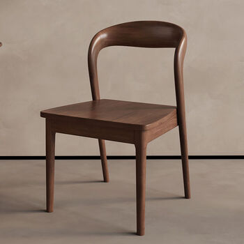 Sanqihu all solid wood dining chair, antique modern minimalist leisure back chair, study desk chair, home hotel restaurant chair, log + orange cat claw leather, self-installation