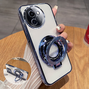 Flash magic is suitable for vivoy200i mobile phone case vivo transparent y200i protective silicone case 5g all-inclusive anti-fall v2 yuanfeng blue transparent plating + bracket