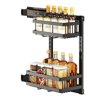 Fantasy cabinet, perforated side pull-out basket, narrow cabinet, multi-functional storage slide rail pull-out basket, multi-layer spice rack, side cabinet pull-out basket x perforated version