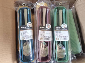 Shantou lincun spoon and chopstick set blister packaging cartoon portable tableware travel tableware self-prepared spoon and chopstick tableware good-looking and convenient hs0227/hs598