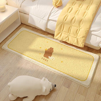 Fantasy children's room carpet, bedroom bedside blanket, long baby anti-fall floor mat, living room sofa crawling mat, non-slip, machine washable duck safe and happy square horizontal imitation cashmere 60*160cm (bedroom bedside)