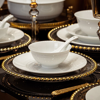 Tuojin imported quality jingdezhen high-white porcelain tableware from japan, ceramic bowl and plate set, underglaze colored dishes, household rice bowl set, ningshuang 6-person food (pot configuration) gift box set, 36 pieces