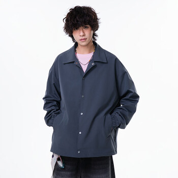 Geslandi jacket men's spring and autumn 2025 new trendy brand loose casual coach clothing boys solid color jacket men blue gray m