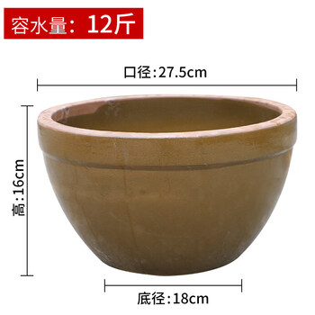 Shixi old-fashioned pickling jar, sauerkraut, pickles, duck eggs, ceramic water jar, household rice jar, rural urn jar, large pickle jar, no pattern water jar filled with 12 pounds of water, short and fat style