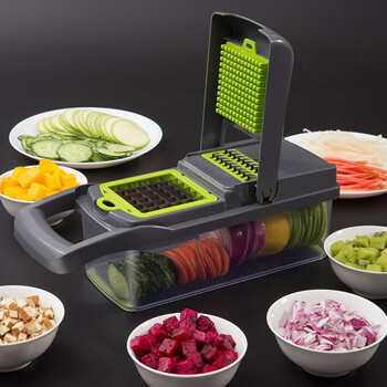 Meipai multifunctional vegetable cutter, potato shreds, shredded dices, shredded radish grater, slicer zp upgraded gray 7