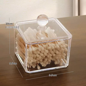 Yusenyi acrylic transparent cotton swab makeup remover cotton extractor stick dust-proof dressing table organizer makeup cotton storage box box unprinted style single-layer storage box with lid unprinted style single-layer storage box with lid