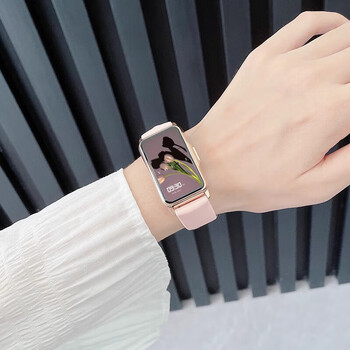 Huimingpin smart watch bracelet student simple temperament sports multi-functional heart rate measurement running step counting female electronic watch powder glue full touch screen-custom wallpaper-call reminder, etc.