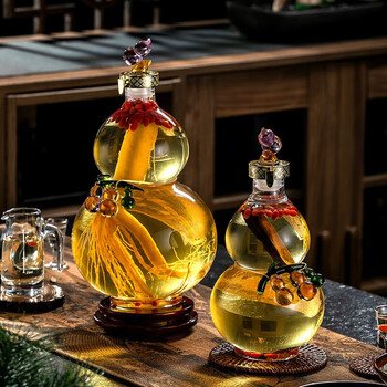 Tuojin gourd wine bottle, empty bottle, ginseng special wine glass bottle, sealed wine jar, medicinal wine, white wine fermented rice, one pound of 1 piece, one pound of 1 piece