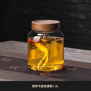 Tuojin germany imported quality lead-free ginseng wine bottle glass special household seal with lid high borosilicate medicinal wine empty acacia wood lid wine bottle 1.2l