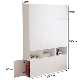 Other custom-made japanese tatami bed box wardrobe integrated small apartment bedroom storage platform bed 12m single bed white 1 point 8x2 point 4 meter wardrobe with top cabinet other assembled box bed