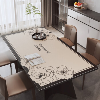 Pupan waterproof and oilproof leather dining table mat 2025 new living room rectangular coffee table tablecloth light luxury countertop mat rose litchi pattern leather 40x60cm say goodbye to oil stains