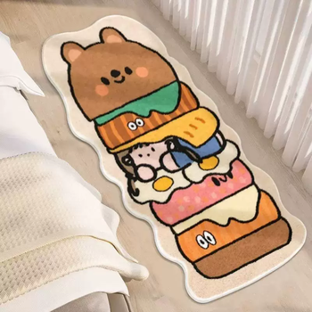 Yusenyi line puppy bedroom imitation cashmere carpet cartoon living room dressing room absorbent bathroom bedside non-slip cute foot mats little bear castle 100 pieces 100x200 cm imitation cashmere