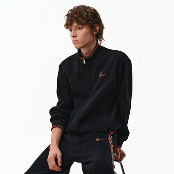 Pclp contrast color ribbon sweatshirt jacket winter new national fashion brand retro silhouette loose couple jacket black s