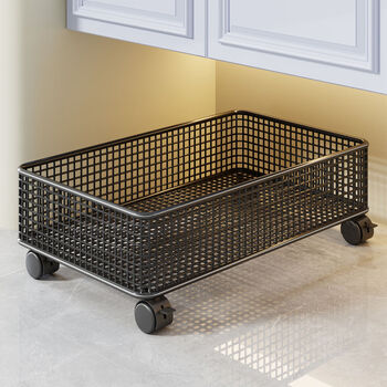 Fantasy bathroom storage rack toilet washroom washing machine side laundry detergent storage basket under bathroom cabinet white small size + mobile version