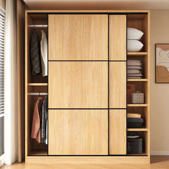 Yusenyi wardrobe home simple assembly 2025 new popular bedroom storage wardrobe sliding door storage cabinet 2 doors moonlight white 80cm long wardrobe assembly