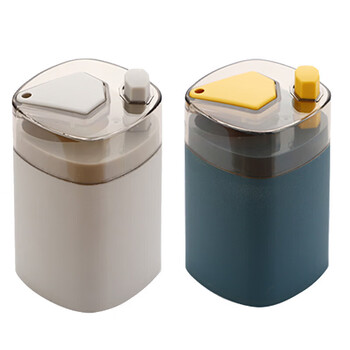 Baiyuan creative push toothpick holder automatically pops up for home dining table and living room push type simple portable toothpick box 1 piece each of gray model and navy blue model