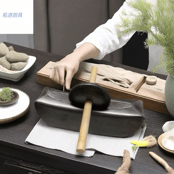 Tuojin imported high-quality tea grinder from germany, bluestone roller, song dynasty tea grinder, medicine mortar, old-fashioned tea powder grinder, total length 50 cm