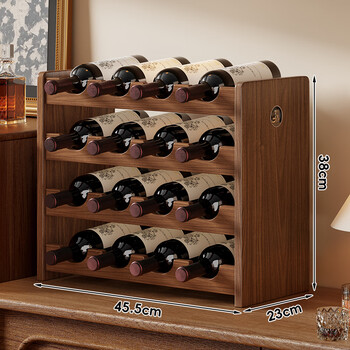 Fanlilin new style red wine rack, home wine rack ornaments, red wine rack, desktop wine cabinet storage rack, multi-bottle grid for wine, walnut color, imported solid wood