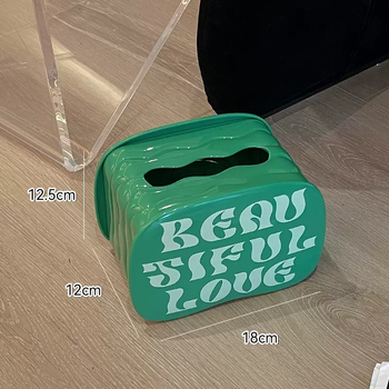 Yusenyi creative tissue box living room high-end light luxurious and advanced feeling paper tissue box paper tissue storage box napkin paper box yellow green english
