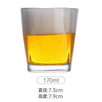 Yusenyi full box tempered beer mug glass commercial v octagonal cup anti-fall household four square tempered cup 170l full box 72 strong anti-fall thickened tempered