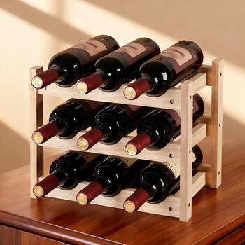 Dining general solid wood wine rack creative wine cabinet shelves grid household installation-free wine rack display cabinet ornaments wine display cabinet-two-layer gyl