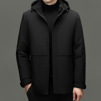 Kbxng jinba winter new men's business casual hooded removable goose down liner down jacket jacket black m 170