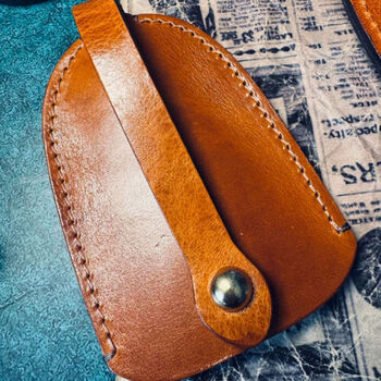 Other 118 bags store, first-layer cowhide key bag, thick cowhide keychain, car key, sunset yellow pull-out key bag