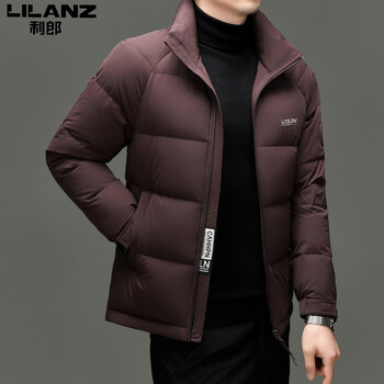 Lilang mall's same style men's stand collar down jacket new thickened warm white duck down mid-green business casual jacket trendy burgundy xl 180