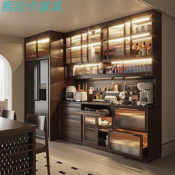 Hippoka north american black walnut multi-functional solid wood dining and wine cabinet kitchen cabinet bowl refrigerator-style storage cabinet against the wall refrigerator cabinet 110*70*240cm black walnut