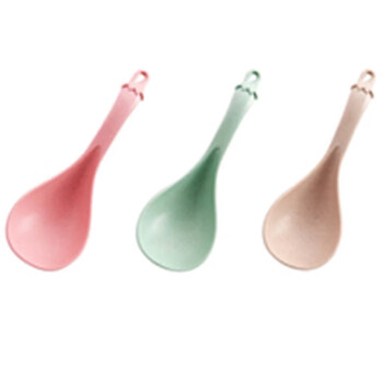 Wheat pp plastic long-handled soup spoon household kitchenware porridge spoon creative kitchen tableware thickened large porridge spoon one pack random color