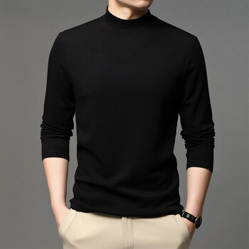 Magiopy international high-end brand cashmere long-sleeved t-shirt men's half turtleneck modal men's autumn and winter solid color mid-collar black s 165