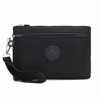 Other fashion simple canvas clutch women's fabric horizontal mobile phone bag versatile double-layer zipper cosmetic bag coin purse black