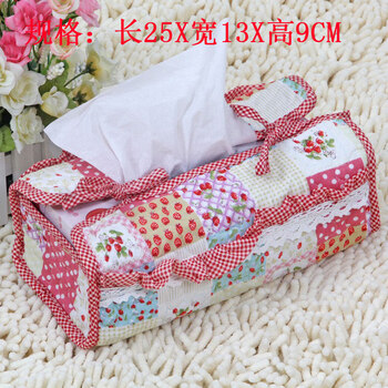 Shantou lincun quilted creative box cover fabric pastoral cute fashion korean car tissue box home new product tissue cover lace small strawberry_large rectangular type