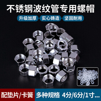 Wing fantasy 304 stainless steel bellows nut 4 points 6 points 1 inch special nut gas water heater water inlet pipe threaded joint 4 points electroplated steel cap (with 16 tubes) 50 pieces (50 free gaskets) no card