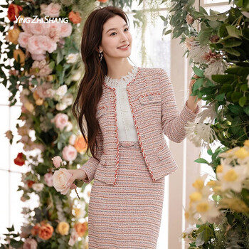 Yingzhishang short style small fragrant jacket for women with high-end sense 2026 new style this year's popular hot style super hot age-reducing young top huyun pink l