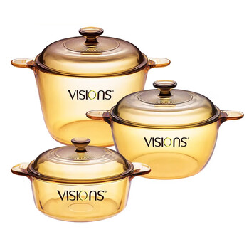 Corning (visions) 1.25l milk pot + 2.5l soup pot + 3.5l deep soup pot three sets of uncoated glass pots vs12+vs25+vs35